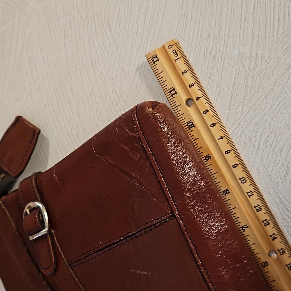 Vintage 70s brown 100% leather zipper clutch EUC - Picture 8 of 13